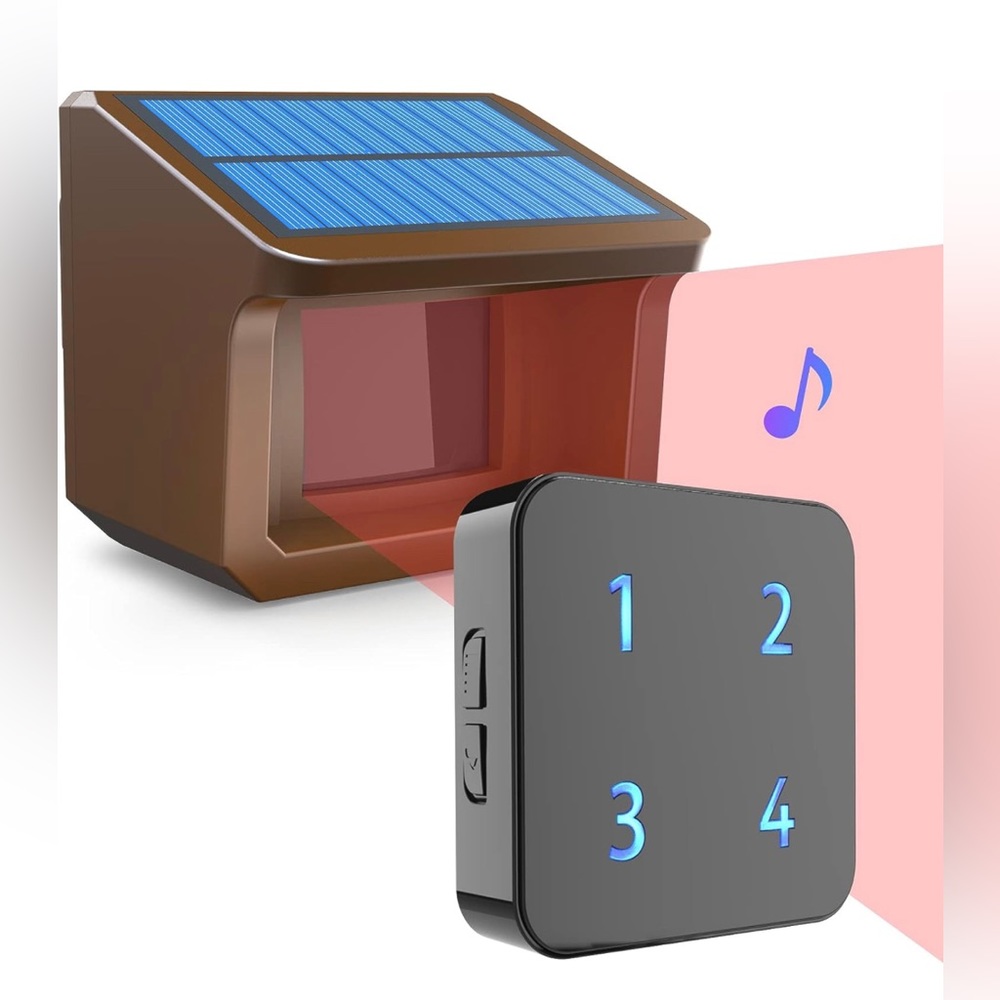 Solar Driveway Alarm System- 1/2- Up to 70FT Wide Sensor Range